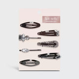 My Kitsch Micro Stackable Snap Clips 7pc set - Hematite