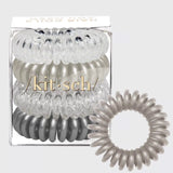 My Kitsch Spiral Hair Ties 4 Pack - Charcoal